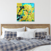 Australisch bloemcanvas met gele Wattle-kunst Canvas Afdruk (Insitu (Slaapkamer))