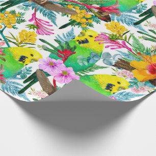 Australisch Budgerigar Wildflower Pattern Cadeaupapier