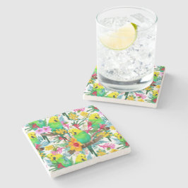 Australisch Budgerigar Wildflower Pattern Stenen Onderzetter