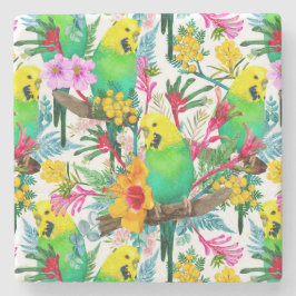 Australisch Budgerigar Wildflower Pattern Stenen Onderzetter