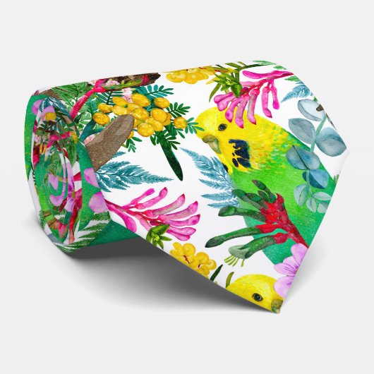 Australisch Budgerigar Wildflower Pattern Stropdas (Opgerold)