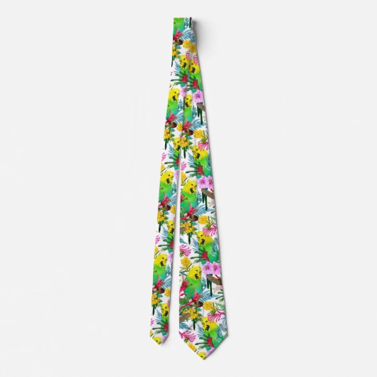 Australisch Budgerigar Wildflower Pattern Stropdas (Achterkant)