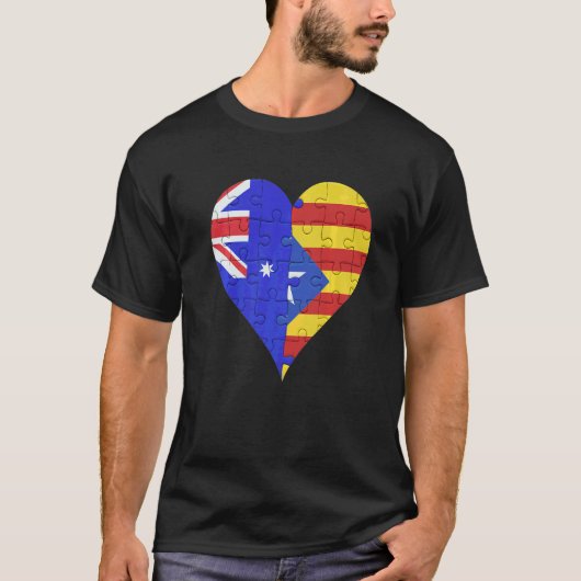 Australisch Catalaanse Vlag Hart T-shirt (Voorkant)
