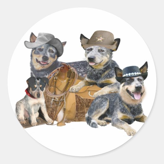 Australisch "Cattle Dog"-Western portret Ronde Sticker (Voorkant)