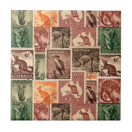 Australisch Collectie voor postzegels Tegeltje (Voorkant)