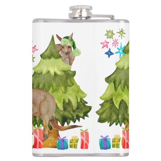 Australisch Cute Kangaroo Kerstmis Heupfles (Achterkant)