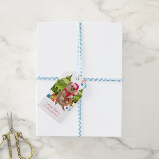 Australisch Cute Quokka Kerstmis Cadeaulabel (Met Touw)