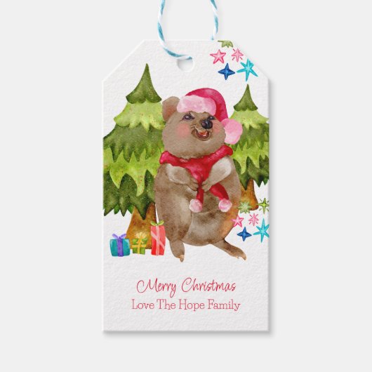 Australisch Cute Quokka Kerstmis Cadeaulabel (Voorkant)