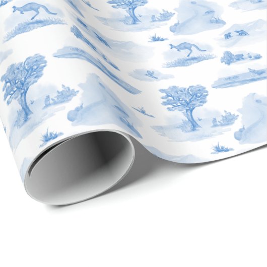 Australisch dier toile (blauw) inpakpapier (Rol Hoek)