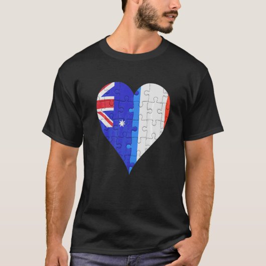 Australisch Frans vlaggehart T-shirt (Voorkant)