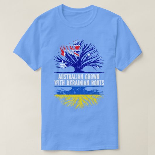 Australisch Gegroeid met Oekraïense Roots Vlag T-shirt (Design voorkant)