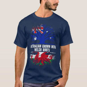 Australisch geteeld met Welsh Roots Australië Vlag T-shirt
