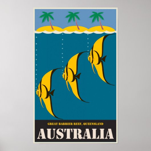 Australisch Great Barrier Reef Vintage Travel Poster (Voorkant)