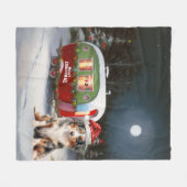 Australisch Herder Caravan Kerstavontuur Fleece Deken (Voorkant (Horizontaal))