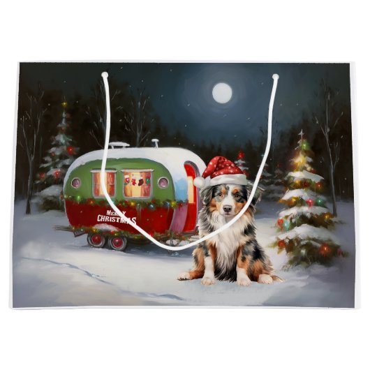 Australisch Herder Caravan Kerstavontuur Groot Cadeauzakje (Voorkant)