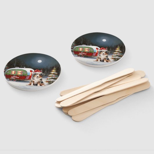 Australisch Herder Caravan Kerstavontuur Handwaaier (Niet-gemonteerd)