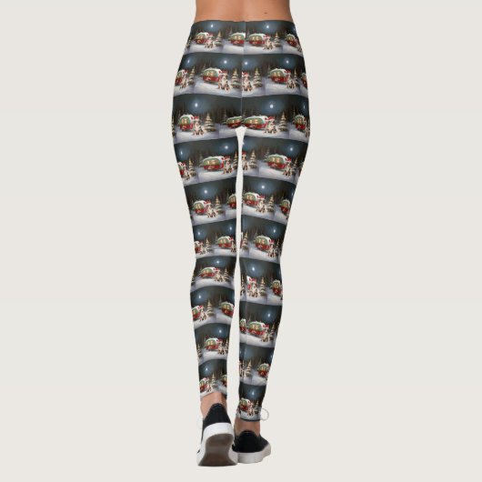 Australisch Herder Caravan Kerstavontuur Leggings (Achterkant)