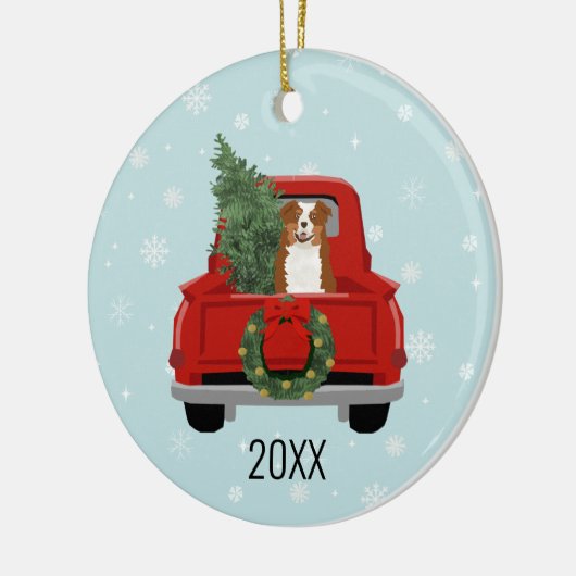 Australisch herderrood gekleurd keramisch ornament (Links)