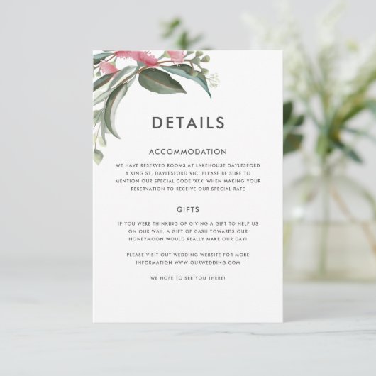 Australisch inheemse gom blad details Kaart (Staand voorkant)