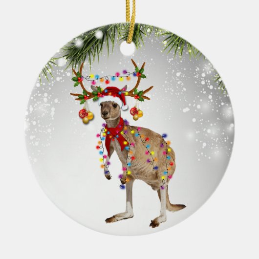 Australisch Kangaroo Santa animal marsupsous wildl Keramisch Ornament (Voorkant)