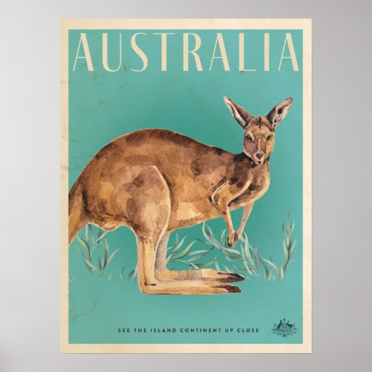  Australisch Kangaroo Travel Poster (Voorkant)