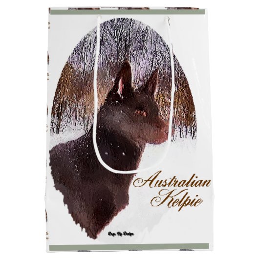 Australisch Kelpie Kerstmis Medium Cadeauzakje (Achterkant)