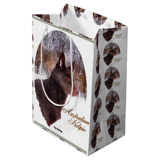 Australisch Kelpie Kerstmis Medium Cadeauzakje (Achterkant Gekanteld)