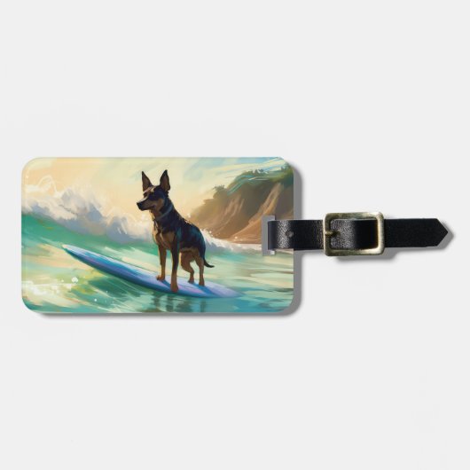 Australisch Kelpie strand surfen schilderij Bagagelabel (Voorkant horizontaal)