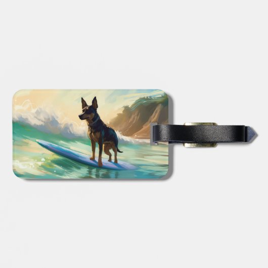 Australisch Kelpie strand surfen schilderij Bagagelabel (Achterkant horizontaal)