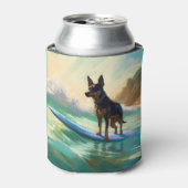 Australisch Kelpie strand surfen schilderij Blikjeskoeler (Blikje Voorkant)