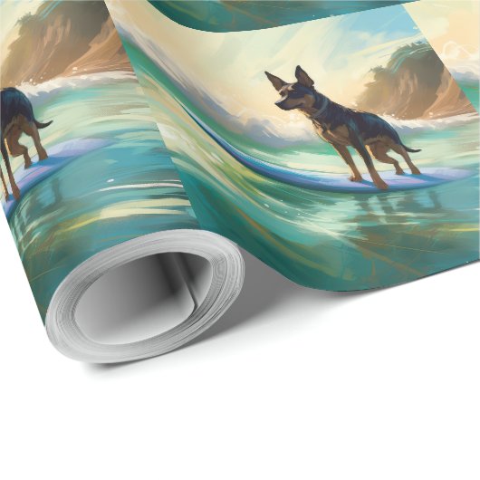 Australisch Kelpie strand surfen schilderij Cadeaupapier (Rol Hoek)