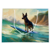 Australisch Kelpie strand surfen schilderij Groot Cadeauzakje (Voorkant)
