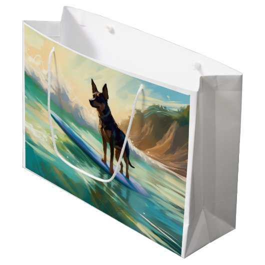 Australisch Kelpie strand surfen schilderij Groot Cadeauzakje (Voorkant Gekanteld)