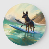Australisch Kelpie strand surfen schilderij Grote Klok (Voorkant)