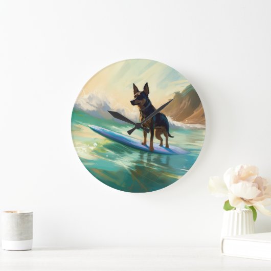 Australisch Kelpie strand surfen schilderij Grote Klok (Huis)