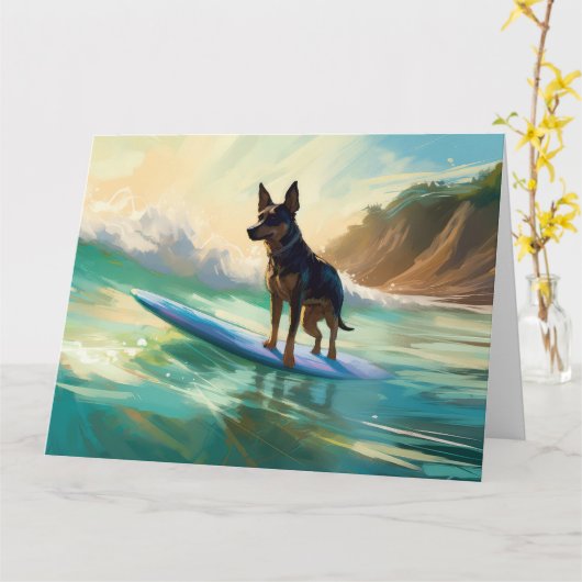 Australisch Kelpie strand surfen schilderij Kaart (Gele Bloem)
