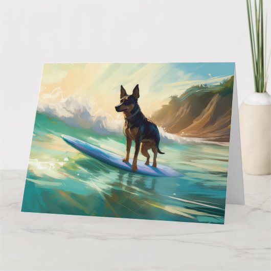 Australisch Kelpie strand surfen schilderij Kaart (Voorkant)
