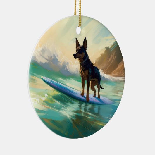 Australisch Kelpie strand surfen schilderij Keramisch Ornament (Rechts)