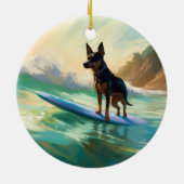 Australisch Kelpie strand surfen schilderij Keramisch Ornament (Achterkant)