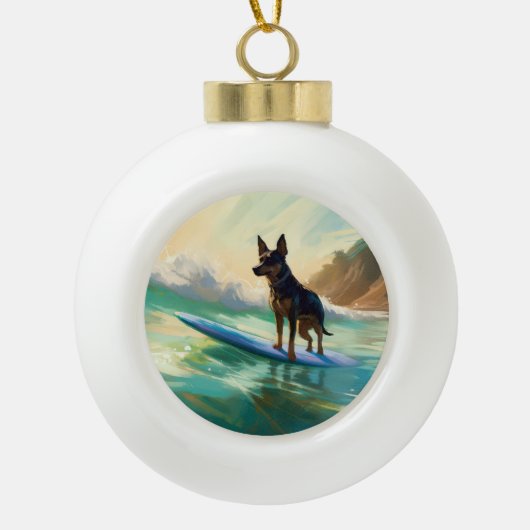 Australisch Kelpie strand surfen schilderij Keramische Bal Ornament (Voorkant)
