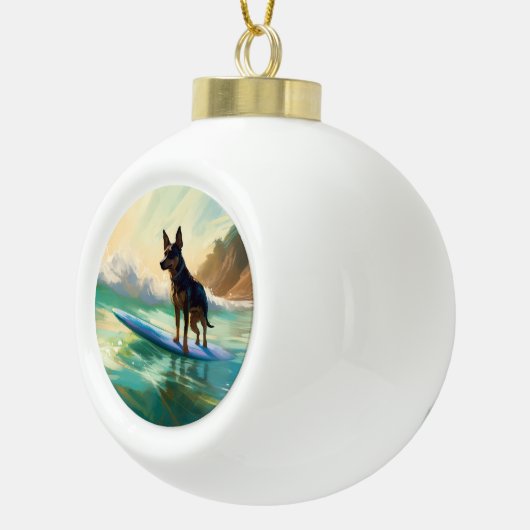 Australisch Kelpie strand surfen schilderij Keramische Bal Ornament (Rechts)