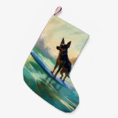 Australisch Kelpie strand surfen schilderij Kleine Kerstsok (Voorkant (Hangend))