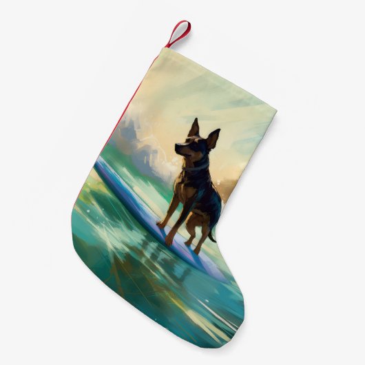 Australisch Kelpie strand surfen schilderij Kleine Kerstsok (Voorkant (Hangend))