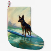 Australisch Kelpie strand surfen schilderij Kleine Kerstsok (Voorkant)