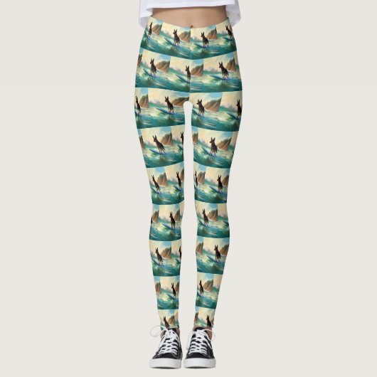 Australisch Kelpie strand surfen schilderij Leggings (Voorkant)