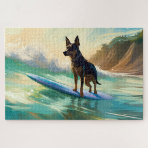 Australisch Kelpie strand surfen schilderij Legpuzzel