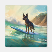 Australisch Kelpie strand surfen schilderij Magneet (Voorkant)