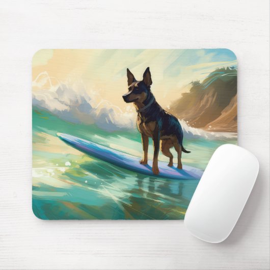 Australisch Kelpie strand surfen schilderij Muismat (Met muis)