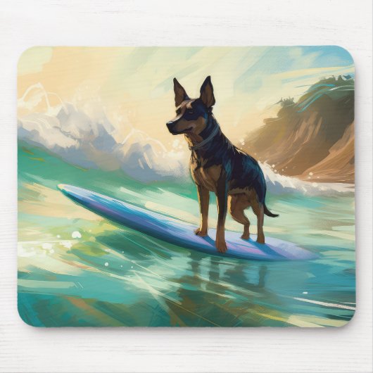 Australisch Kelpie strand surfen schilderij Muismat (Voorkant)