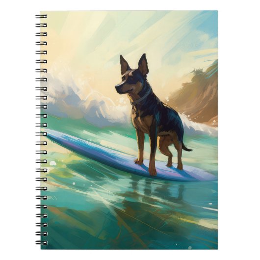 Australisch Kelpie strand surfen schilderij Notitieboek (Voorkant)